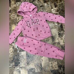 GAP Pink Polka Dot Sweatshirt Set 3 years